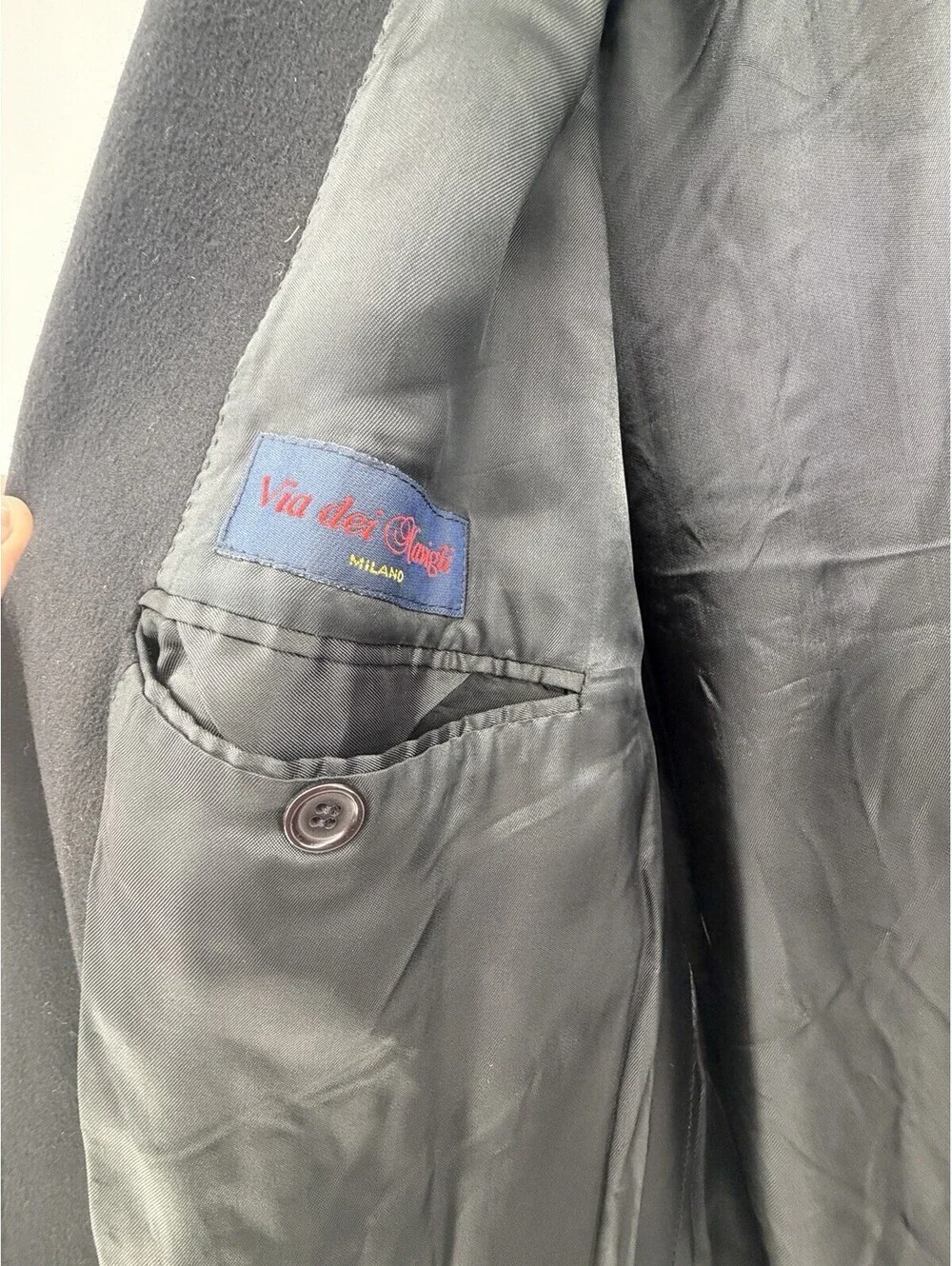 Via dei Giubbi Milano 100% Cashmere Overcoat Men’s Black Made in Italy